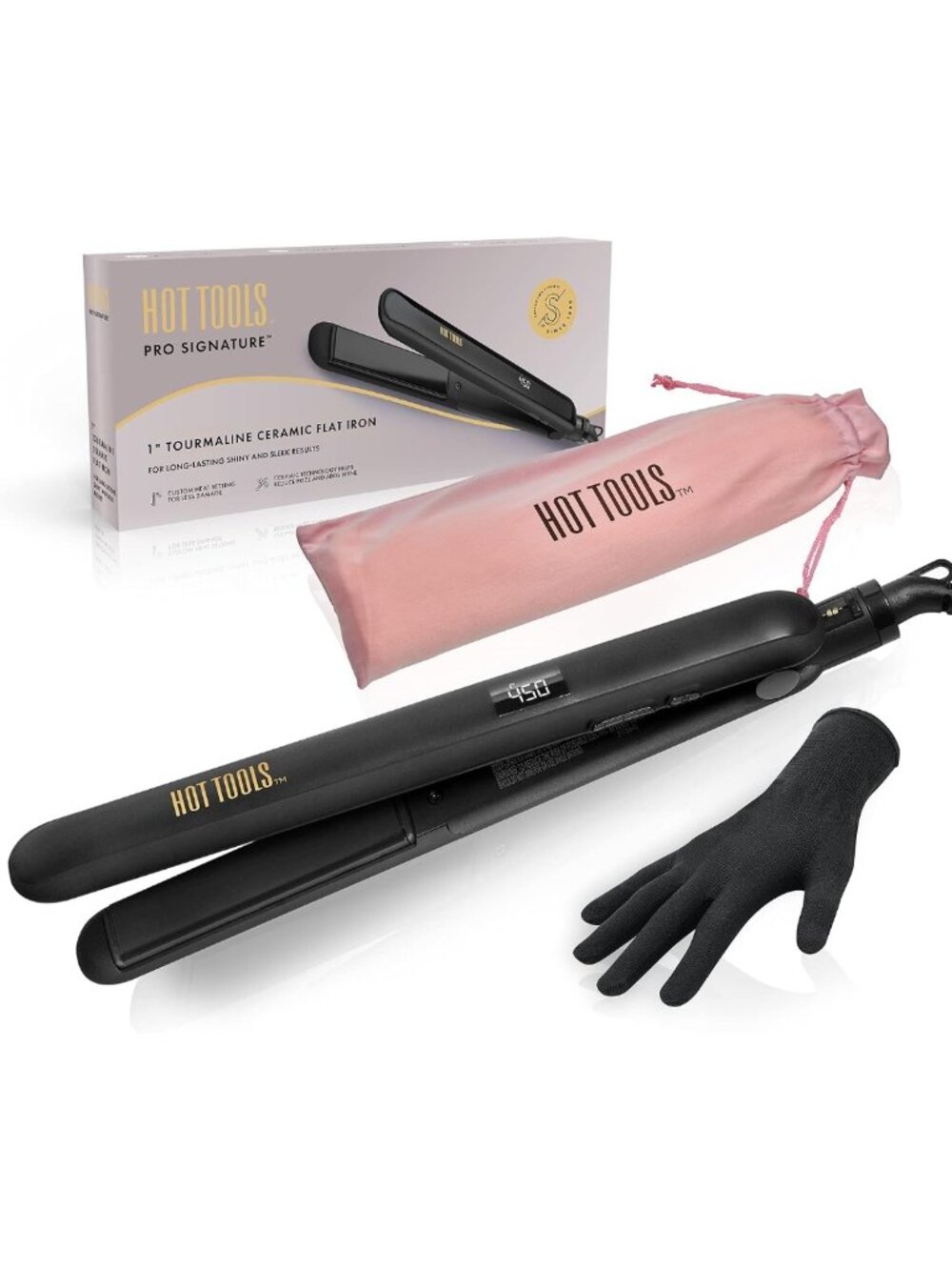 Sleek Ceramic & Tourmaline Flat Iron, 1 Inch Plates for Smooth Hair Styling